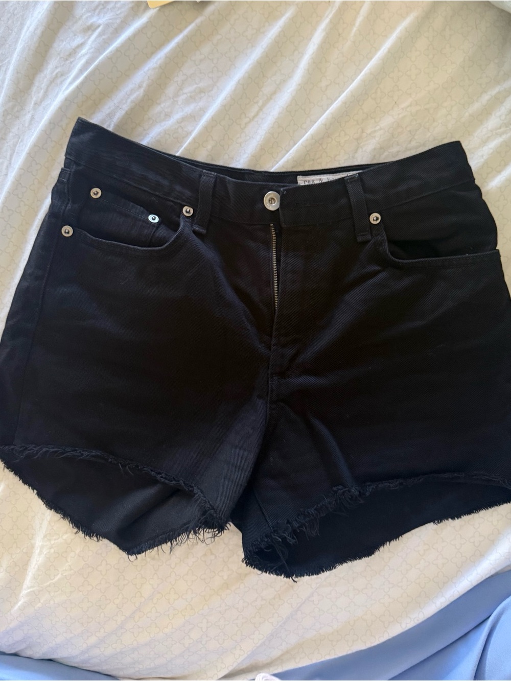 rag & bone 100% cotton black denim cutoff shorts
